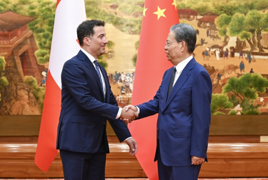 赵乐际同瑞士联邦议会联邦院议长卡罗尼会谈